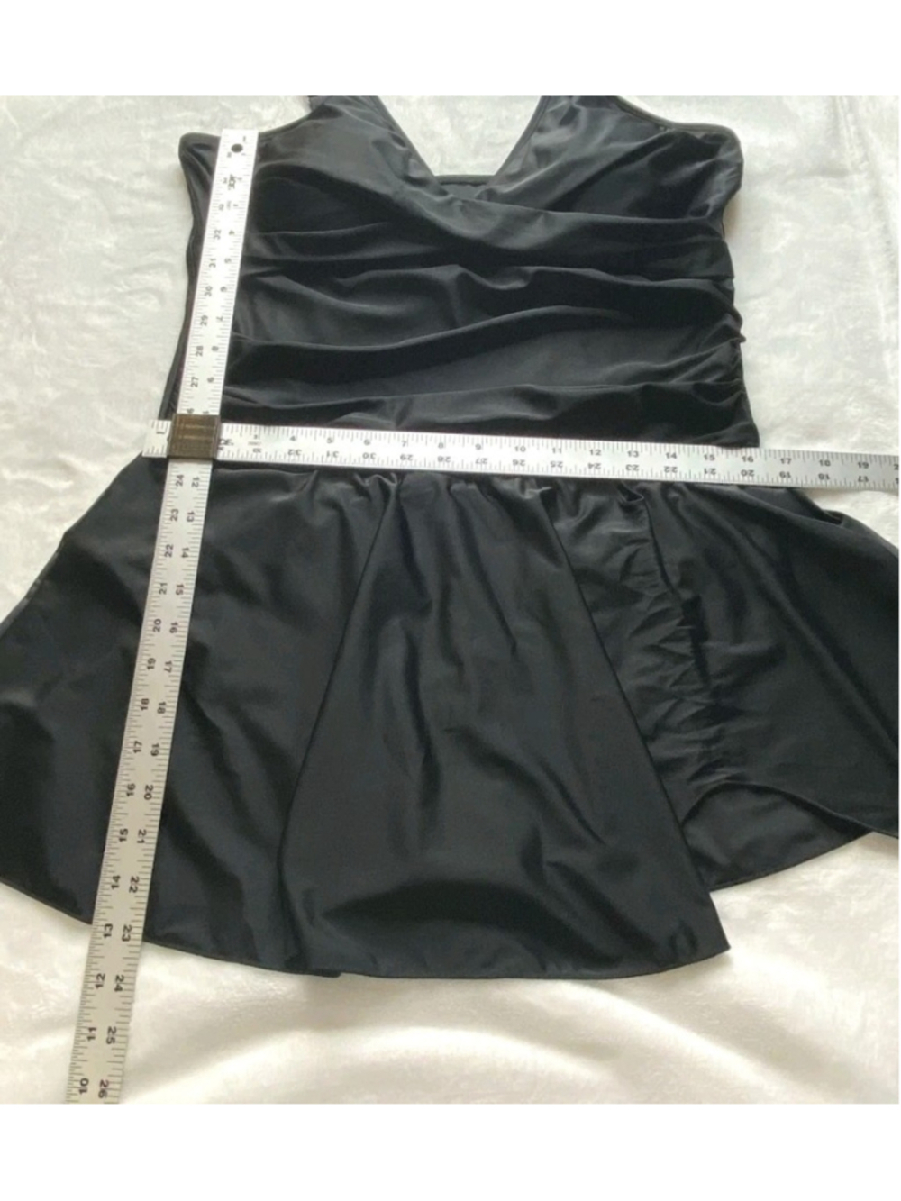 Kate Kasin XL Swim Dress Black V Neck Ruched One Piece Swimsuit NWT - Picture 8 of 9